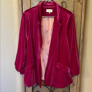 Skies Are Blue Fuchsia Velvet Blazer
